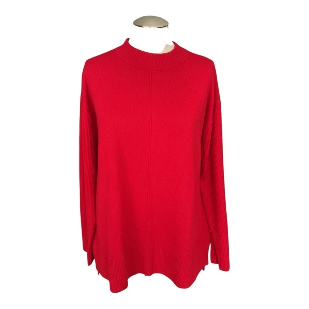 Talbots Red Merino Wool Mock Neck Pullover Sweater Size L